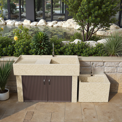 花岗岩洗衣池台盆室外庭院一体洗手盆带搓衣板户外阳台洗衣柜水槽