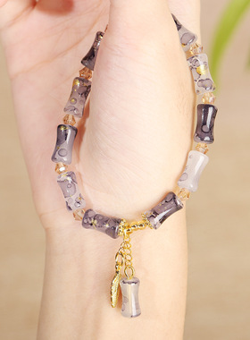 新中式国风竹节手串渐变色节节高串珠手链网红气质闺蜜学生手饰女