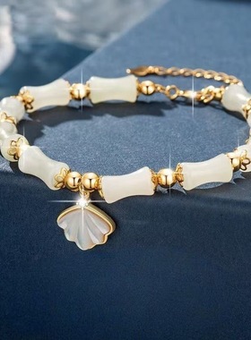 新款网红古风一贝子有你竹够手链小众设计新中式手饰礼物送女友