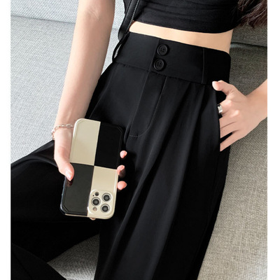 黑色西装裤女25秋季新款加绒高腰垂感高级感西裤小个子阔腿女裤子