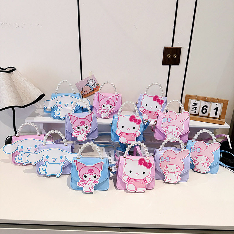 儿童礼物卡通库洛米女童包包小女孩珍珠手提斜挎包KT猫时尚公主包