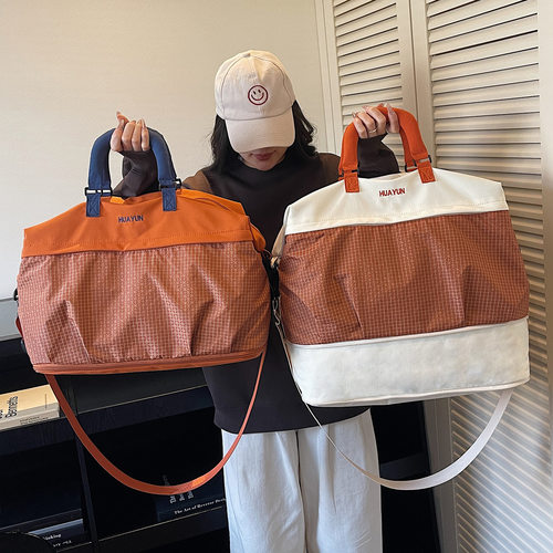 云瑟大容量健身包外出短途旅行包撞色手提瑜伽收纳包单肩包行李袋