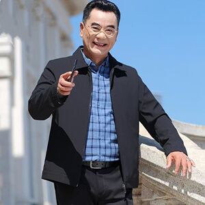 爸爸外套2024新款初秋装50六十多岁中老年爷爷夹克男上衣服春秋季