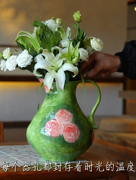 景德镇手工花盆花器家居茶室简约高档摆件油画爱丽丝H0820-38