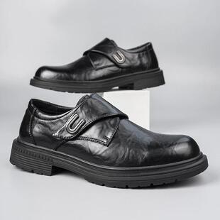 皮鞋男款2026新款冬季韩版年轻人软底软皮商务正装一脚蹬休闲鞋子