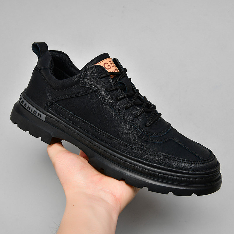 皮鞋男款真皮软底冬季新款潮流商务英伦休闲鞋子男士百搭软皮板鞋