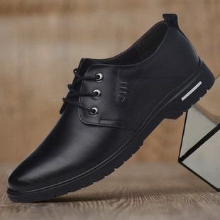 皮鞋男款冬季2026新款加绒加棉软底内增高大码男士商务正装休闲鞋