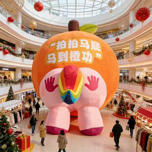 拍拍马屁马到橙功气模毛绒福马屁股商场门店悬挂美陈发光新年道具