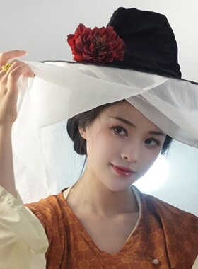 初唐仕女帷帽出行搭配复原风装束潮流汉服配饰纱帽斗笠遮阳古风