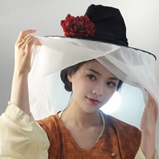 初唐仕女帷帽出行搭配复原风装束潮流汉服配饰纱帽斗笠遮阳古风