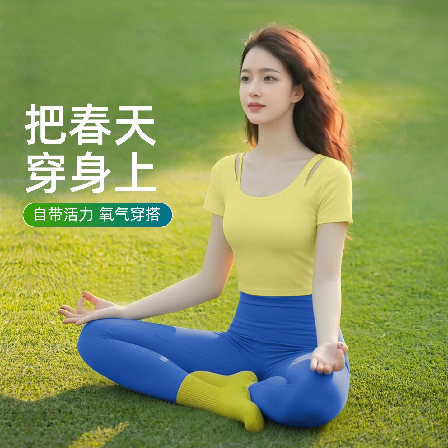 带胸垫短袖瑜伽服上衣女2026新款莫代尔舒适透气显白跑步健身套装