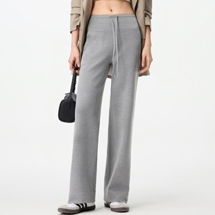 显瘦垂顺裸感宽松阔腿 女莫代尔高腰休闲空气直筒裤 lulu同款 瑜伽裤
