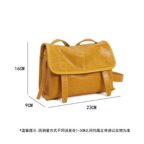 高级感软皮信使包斜挎日常通勤百搭黄色托特包F6312