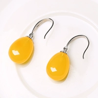 Янтарные гипоаллергенные серьги из воскового агата, серебро 925 пробы