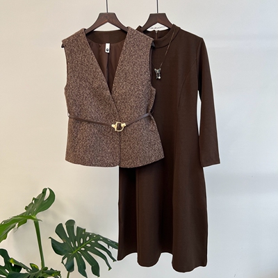 妈妈装秋季新款马甲两件套