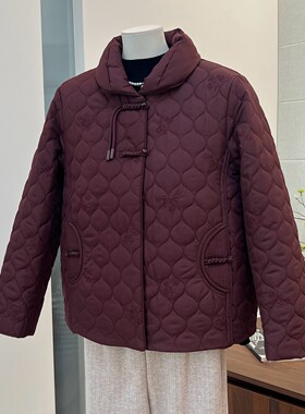 妈妈装冬季新中式刺绣棉服女翻领