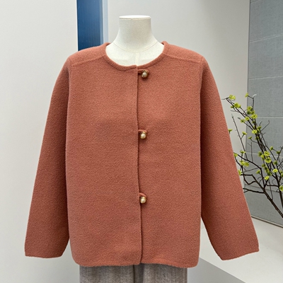 秋季气质妈妈装新款纯色毛呢外套