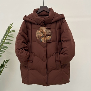 新中式冬季奶奶装羽绒服中长款加厚外套中老年妈妈保暖老人上衣女