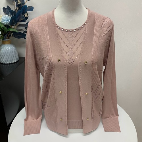 春秋气质妈妈装两件套针织上衣