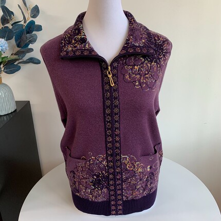 奶奶装花色针织开衫毛衣秋冬中老年妈妈装老太太衣服宽松拉链上衣