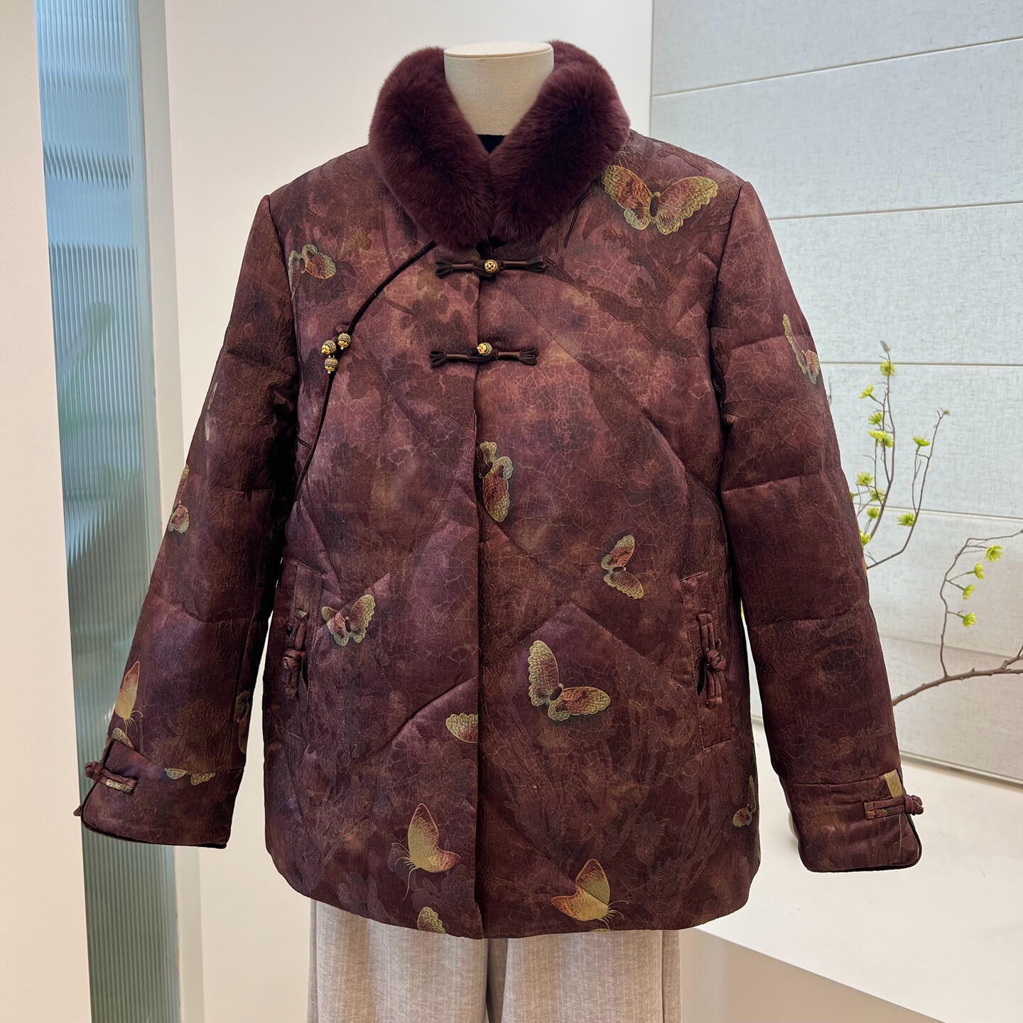 冬季奶奶装毛领羽绒服保暖外套
