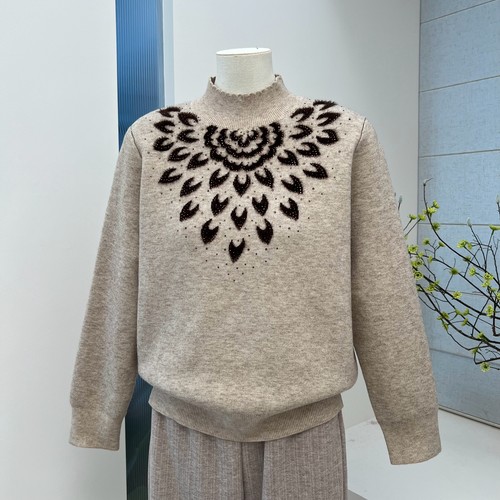 冬季妈妈装半高领加绒加厚毛衣