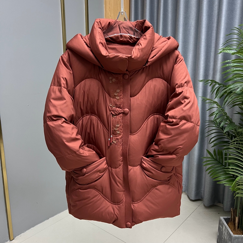 冬季加厚妈妈装羽绒服连帽外套