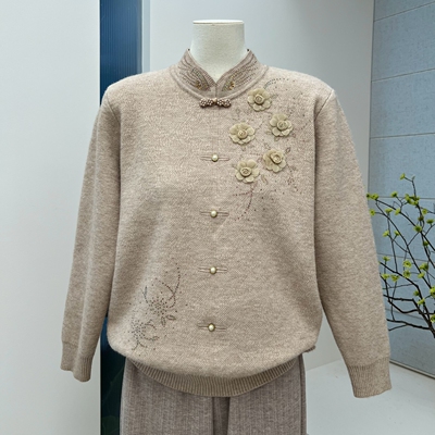 冬季妈妈装加绒加厚宽松毛衣