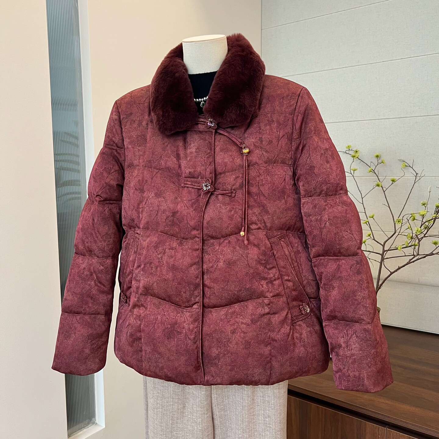新中式妈妈装90白鸭绒羽绒服短款
