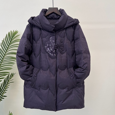 冬季新款妈妈装羽绒服纯色外套