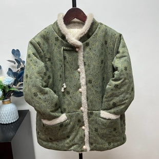 冬季加绒加厚奶奶装棉衣外套短款保暖羽绒棉中老年妈妈老太太棉服