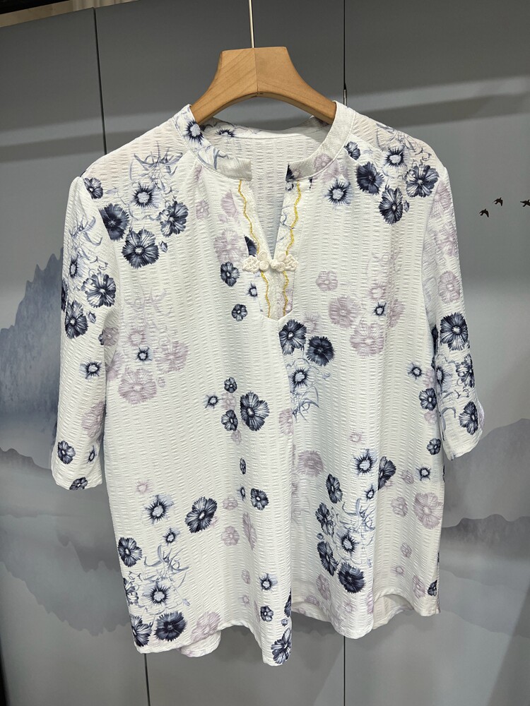高贵简约小碎花夏季妈妈装薄款