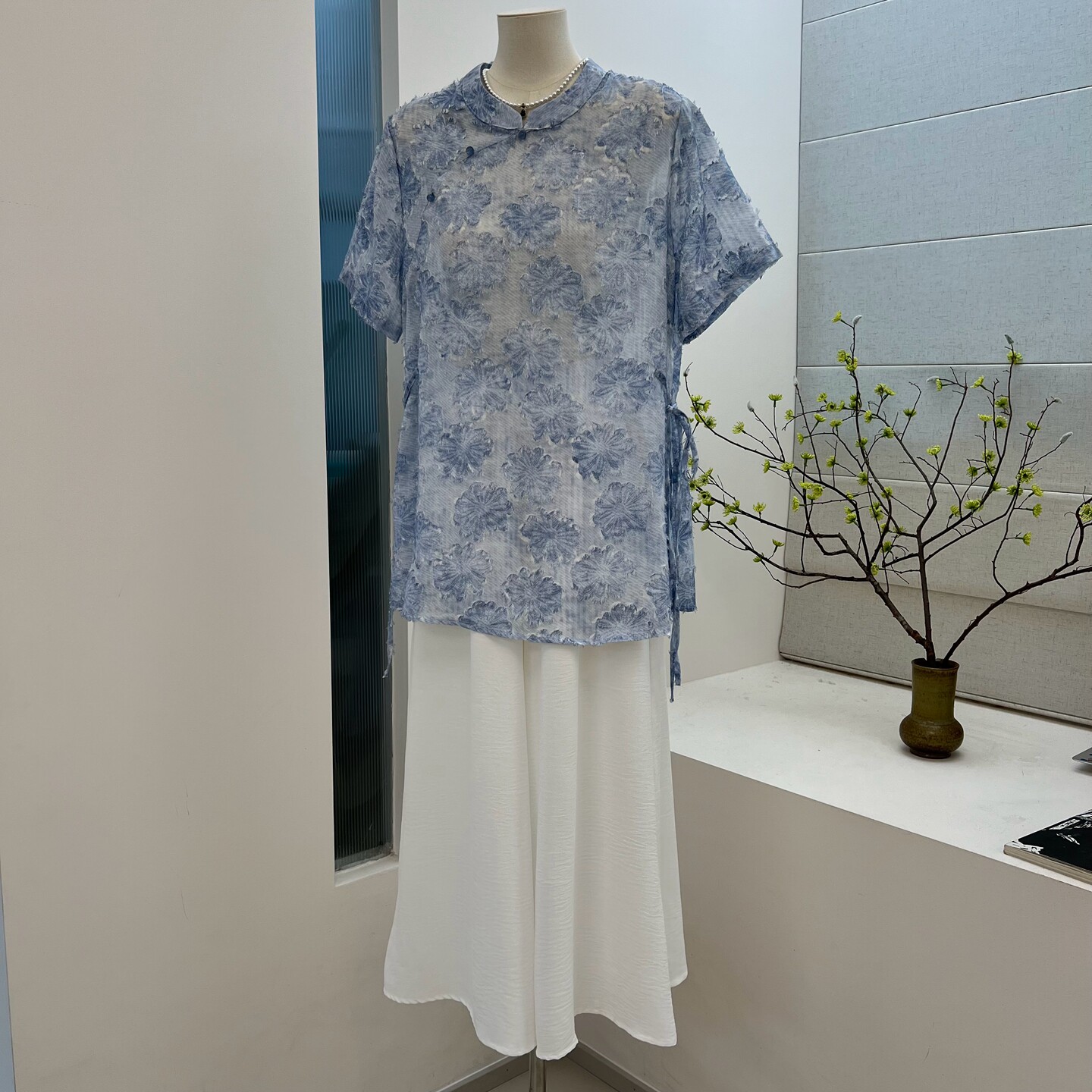 新中式薄款妈妈装夏季套装小衫