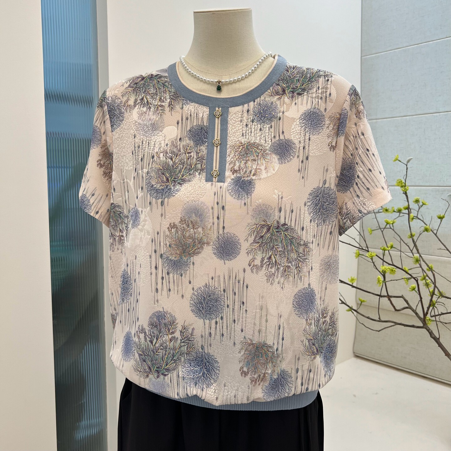 圆领宽松套头t恤妈妈装衣服女