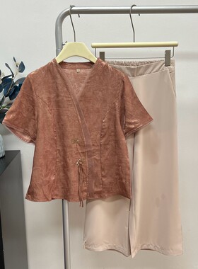 妈妈新中式国风短袖中年女装夏季