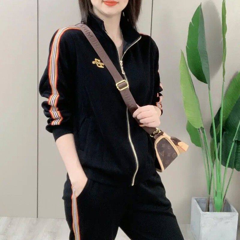 欧货2023新款秋季炸街时尚洋气字母印花漂卫衣运动服套装女秋休闲