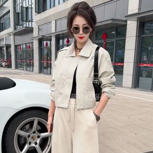 小个子皮衣女2026春款新款韩版时尚休闲气质宽松百搭夹克外套薄款