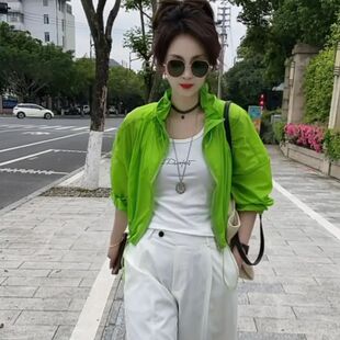 糖果色轻薄抽绳收腰防晒外套女欧货2026年夏季新款百搭显瘦防晒衣