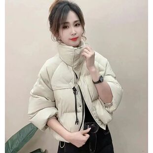 短款羽绒服女小个子立领外套2025冬季爆款宽松加厚白鸭绒面包服潮