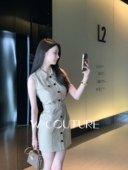 工装 金融女Wcouture禁欲感 风衣式 牛津布修身 连衣裙 复古英伦风