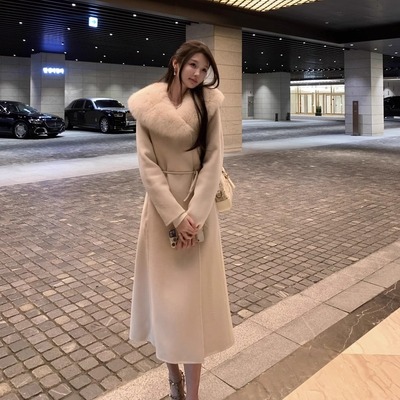 布偶猫Wcouture重磅狐狸毛 贵气骄矜大小姐 百分百长款毛呢大衣