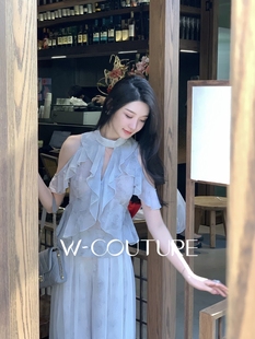 波浪百褶 柔美 挂脖设计背心上衣 女人味 春和景明Wcouture原创