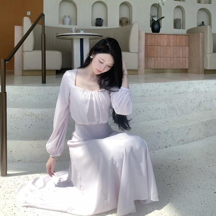 爱琴海Wcouture原创新品 定染桑蚕丝 仙气真丝 大裙摆收腰连衣裙