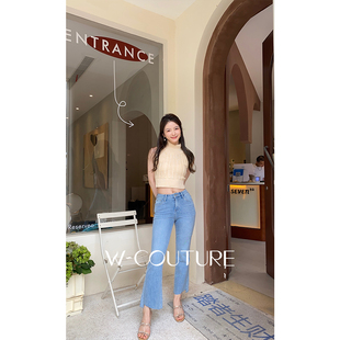 Wcouture原创 加大腰臀差 梨形身材友好高腰高弹小直筒8分牛仔裤