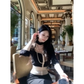 方领针织上衣半裙套装 Wcouture原创返场款 复古优雅气质撞色设计