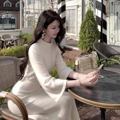 一身温柔力Wcouture不费力冬季版 懒人裙 加厚浣熊绒针织连衣长裙