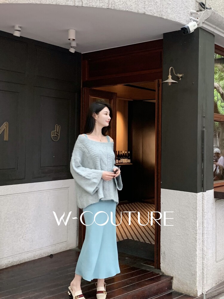 宝丽来滤镜wcouture 柔软宽松oversize 夹花杂色麻花绞花羊毛针织