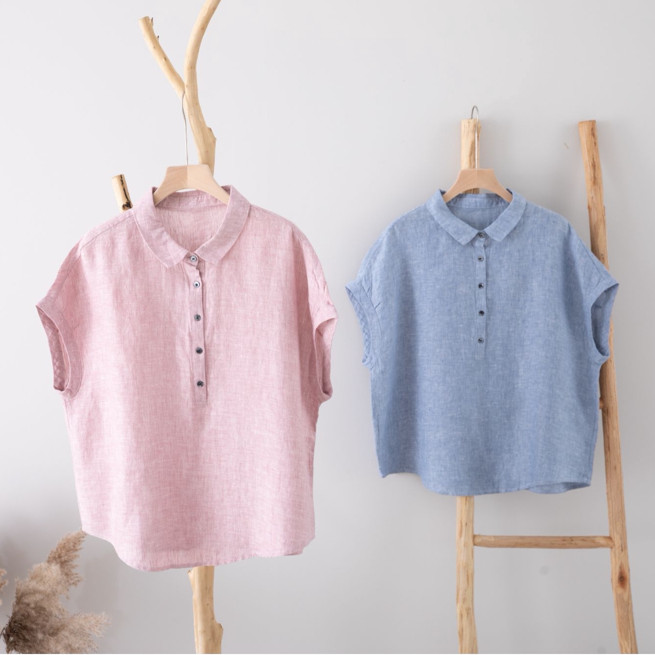 夏季汉麻女款宽松无袖翻领衬衫减龄气质款文艺S2638