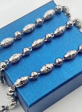 99足银男士橄榄间佛珠时尚项链潮