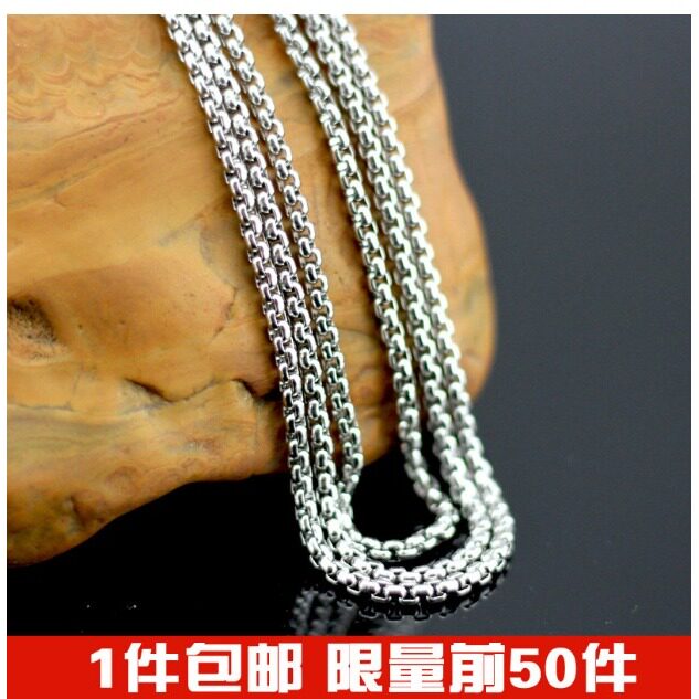 925纯银男士项链 霸气镀白金蛇骨链 日韩版时尚潮个性锁骨无吊坠